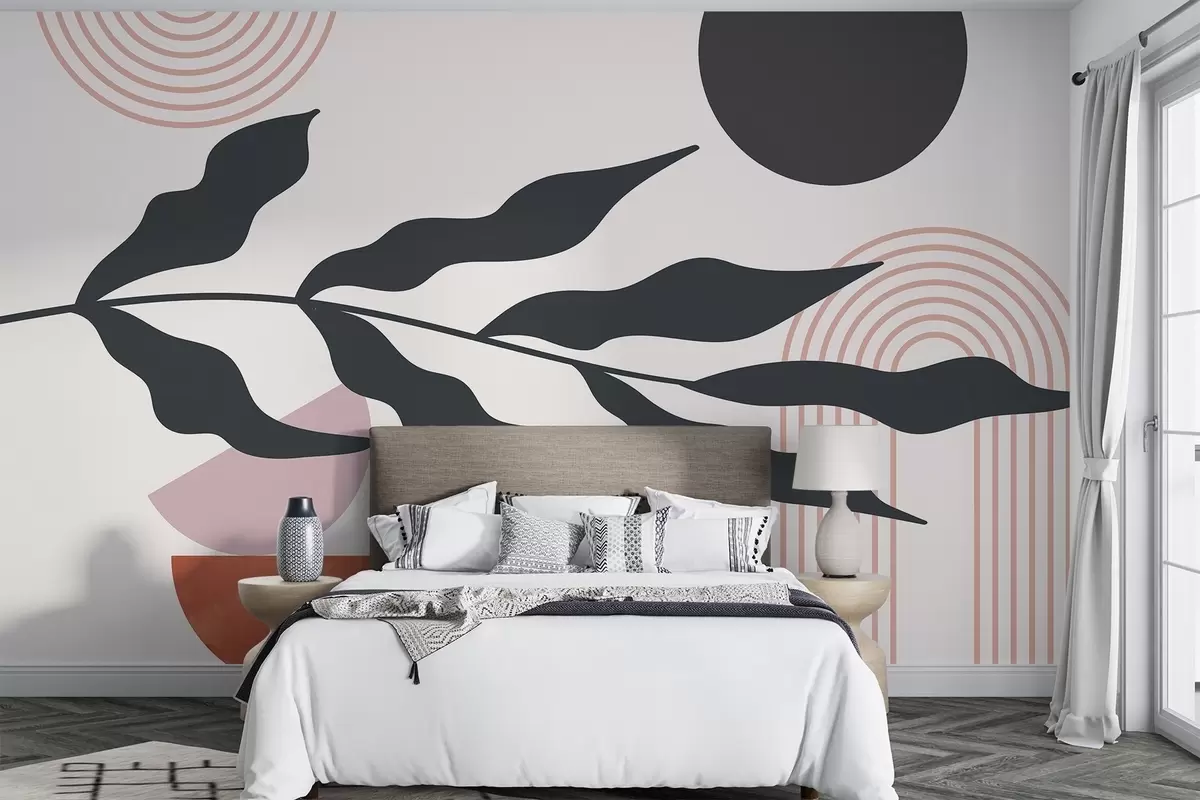 wall murals Abstraction, leaves, linear arches w04386v2