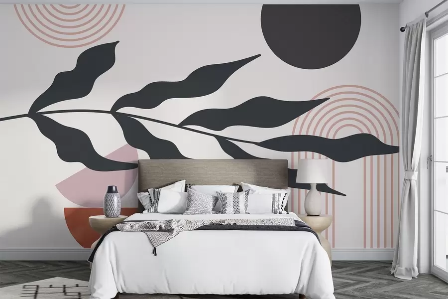 wall murals Abstraction, leaves, linear arches w04386v2