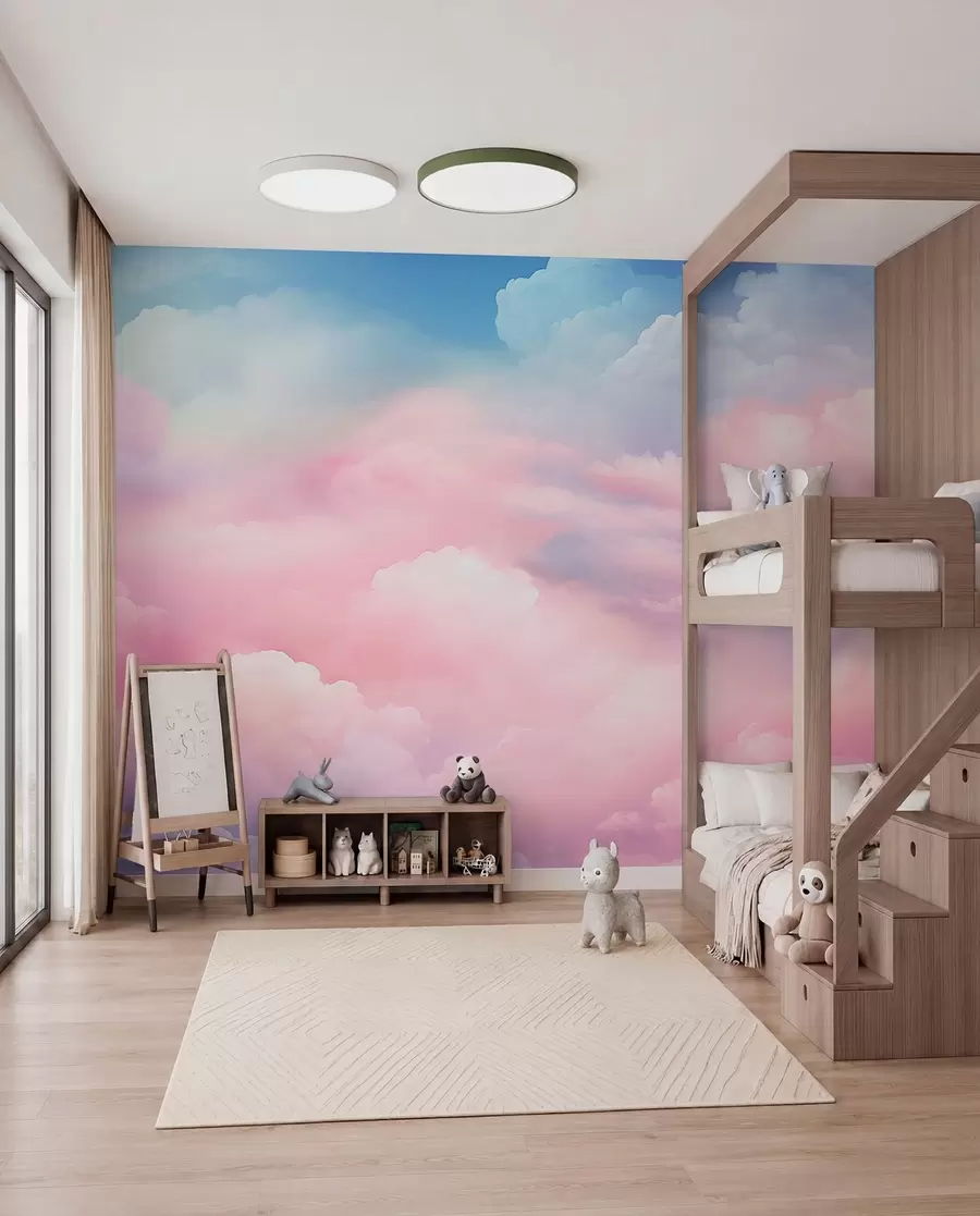 wall murals Clouds in Candy Pink w04387