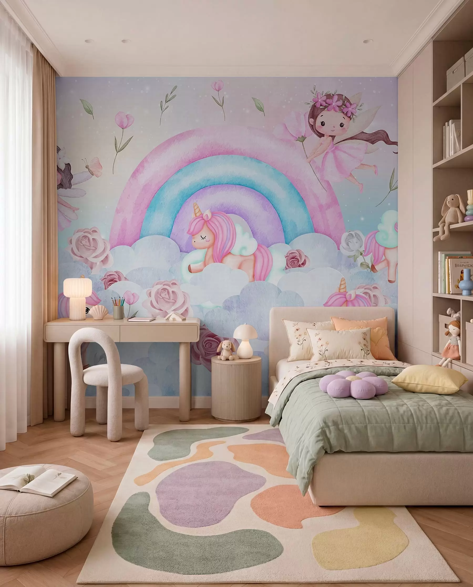 wall murals Fairies by the Rainbow w04371