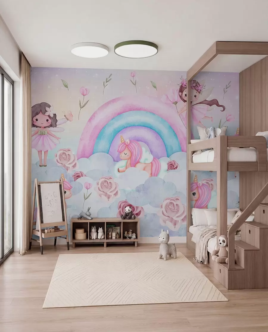 wall murals Fairies by the Rainbow w04371
