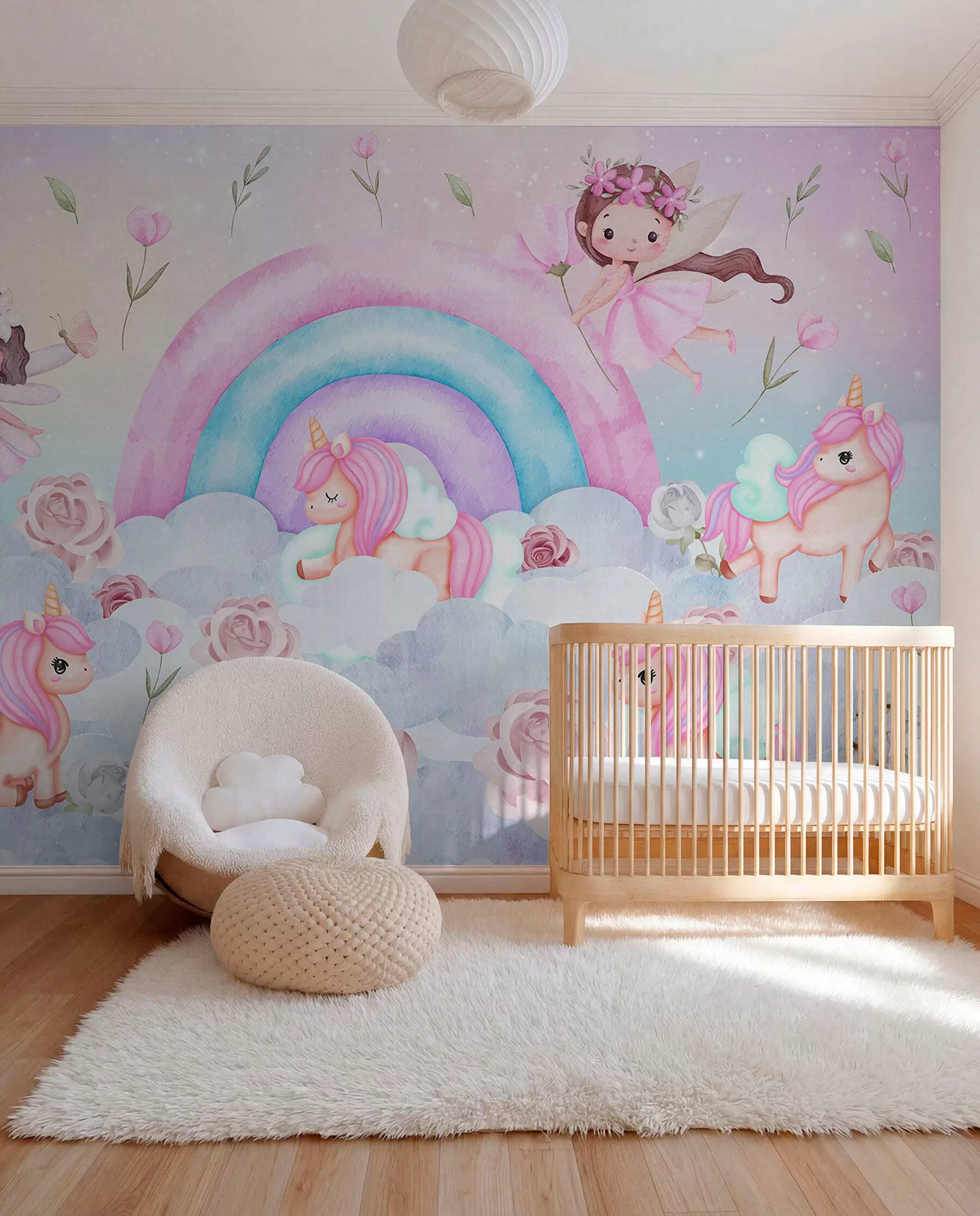 wall murals Fairies by the Rainbow w04371