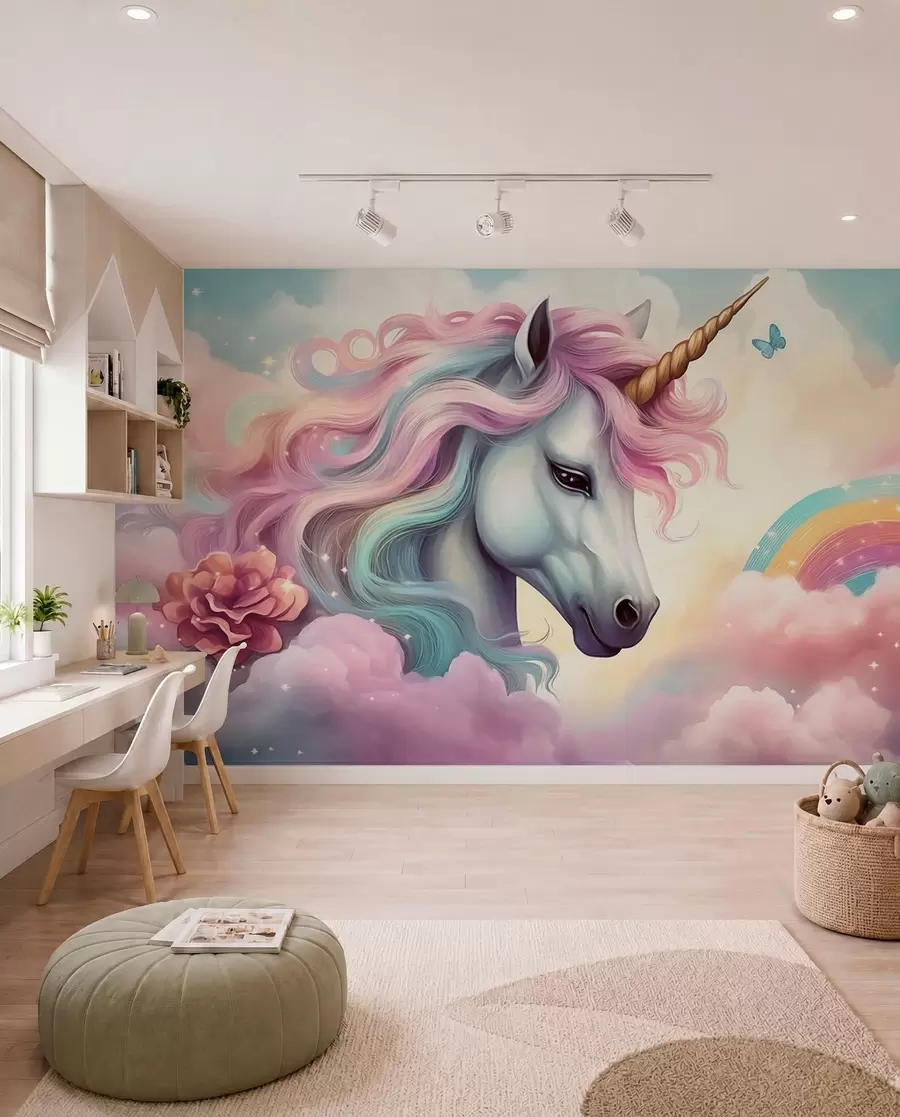 wall murals Unicorn with a Rainbow Mane w04372