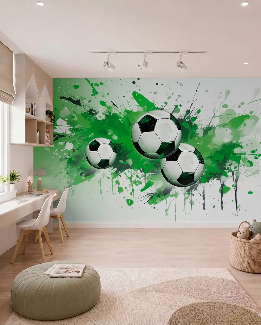 wall murals Football in Green Splashes w04373v1