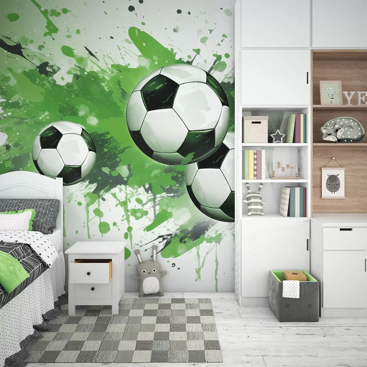 wall murals Football in Green Splashes w04373v1
