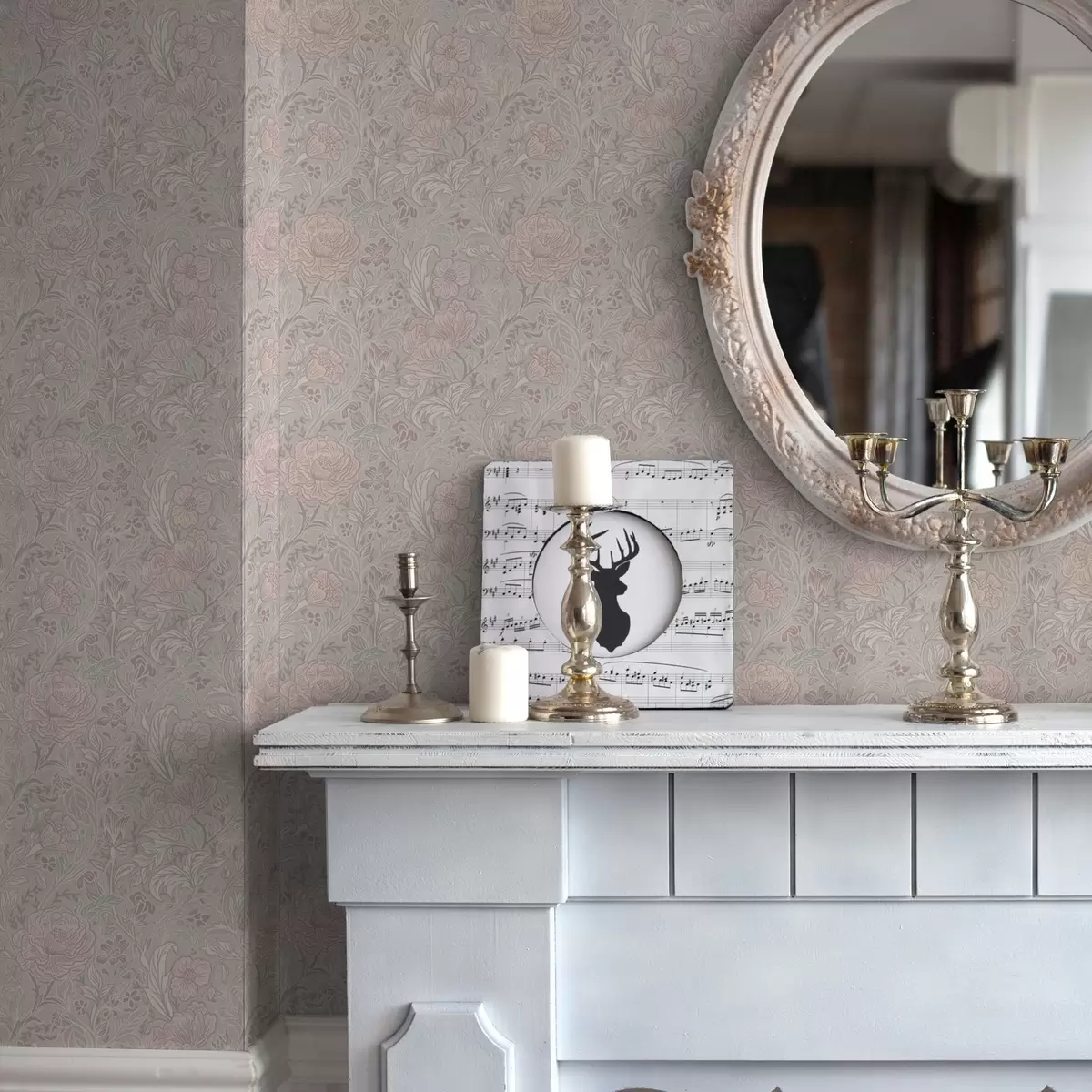 Wallpaper Soft pastel flowers in art nouveau style a00394