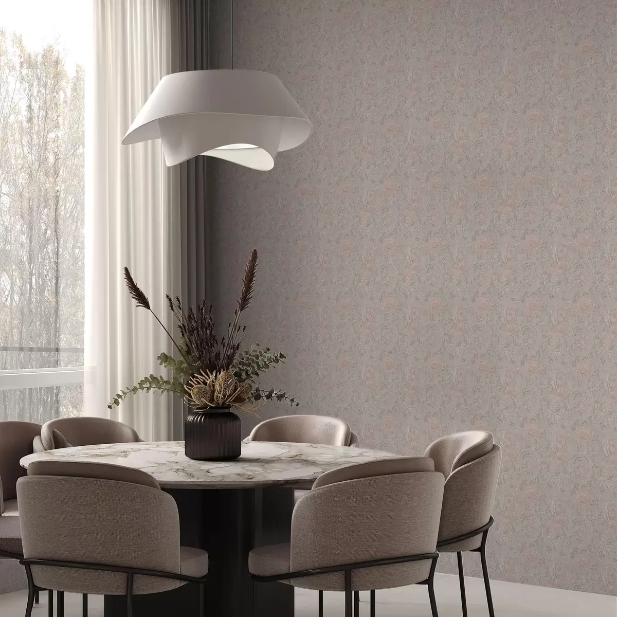 Wallpaper Soft pastel flowers in art nouveau style a00394