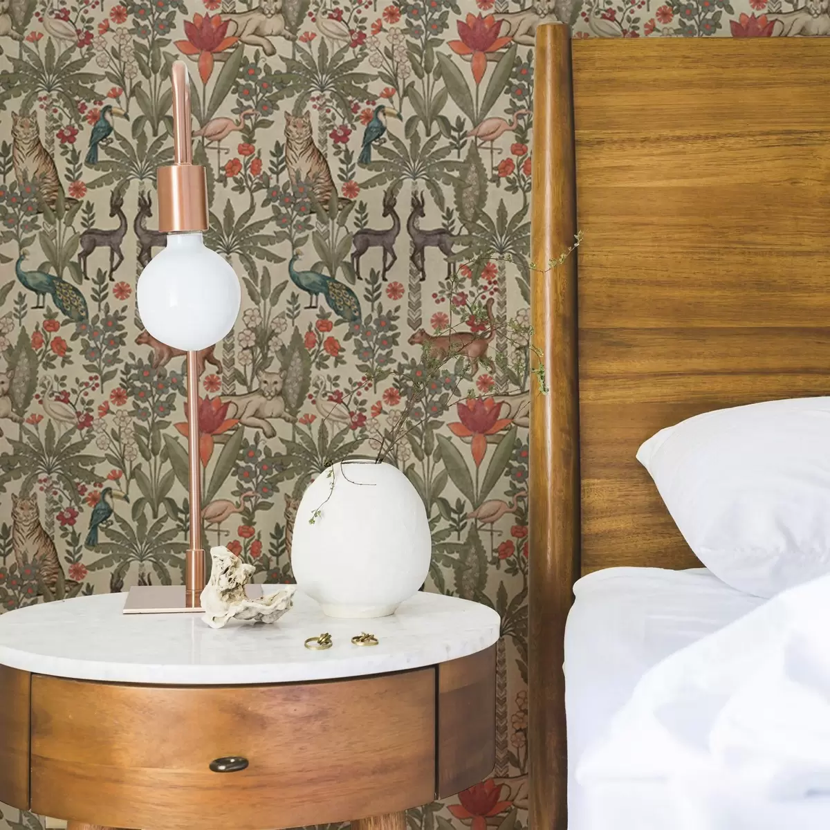 Wallpaper Retro style: Animals and flowers on a vintage background a00431