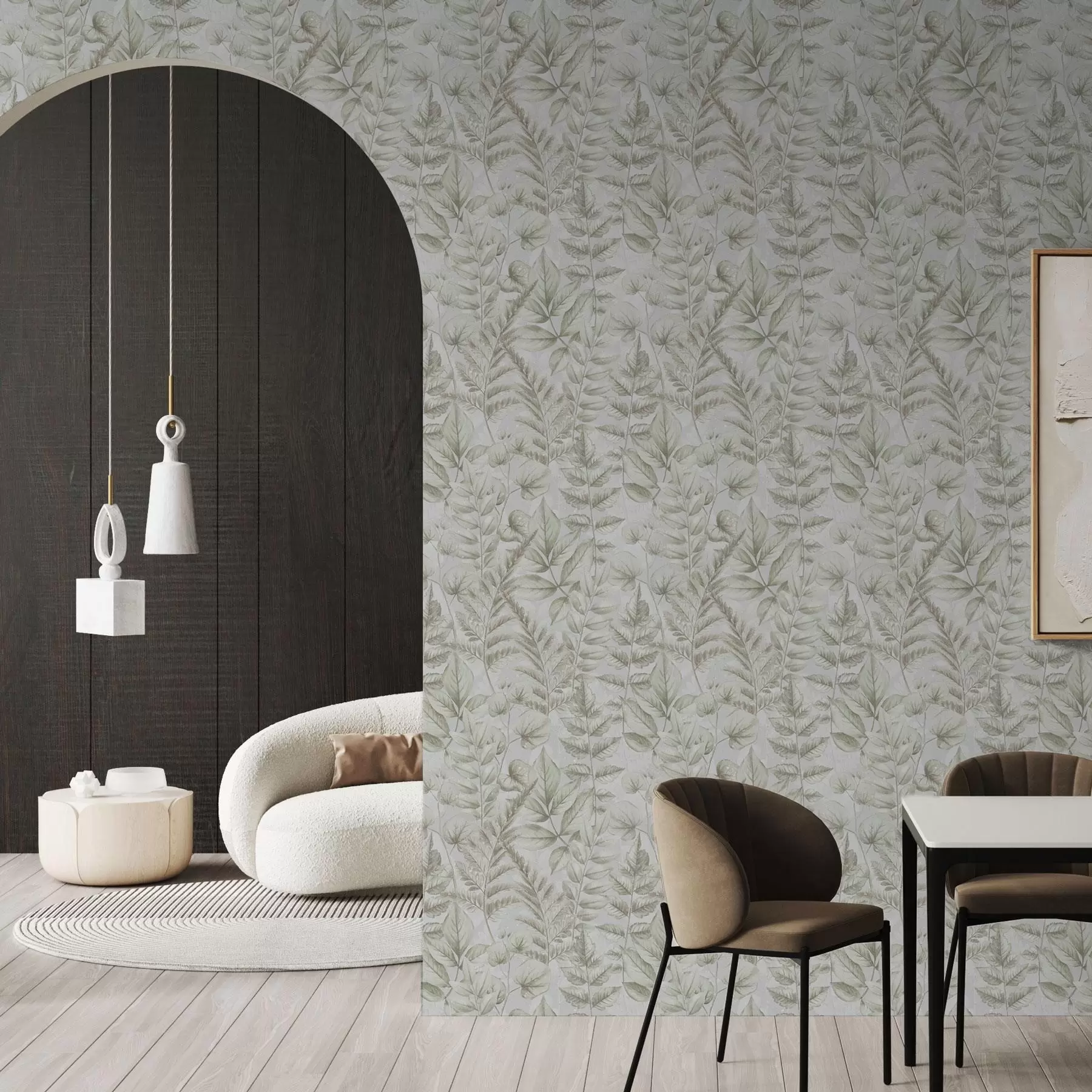 wall murals Soft pastel leaves in watercolor botanical style a00437