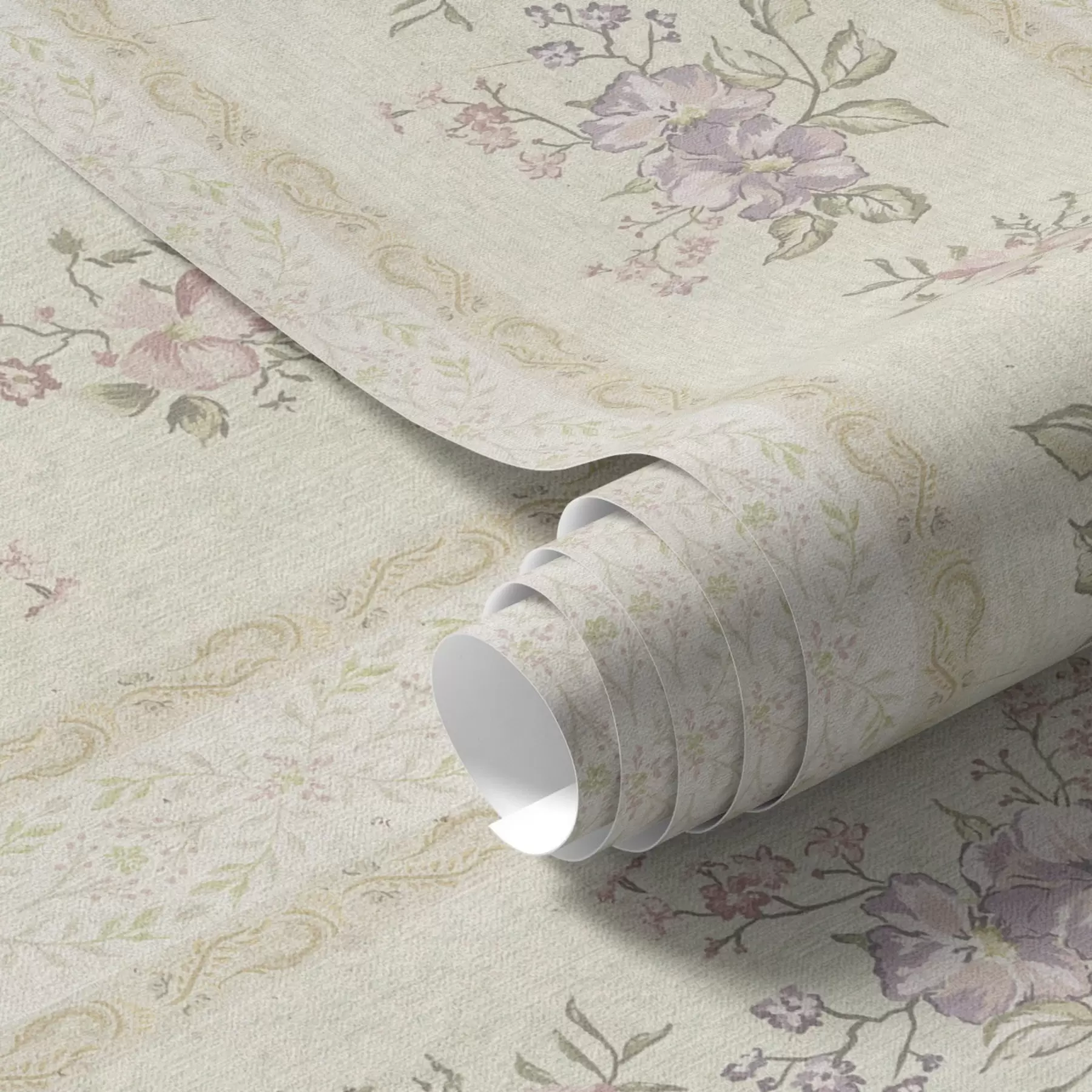 wall murals Vintage flowers on a striped background with ornament a00440