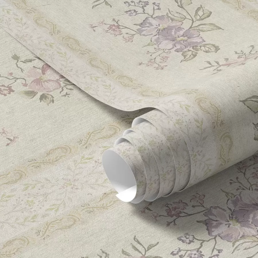 wall murals Vintage flowers on a striped background with ornament a00440