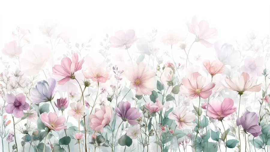 wall murals delicate wildflowers w04171