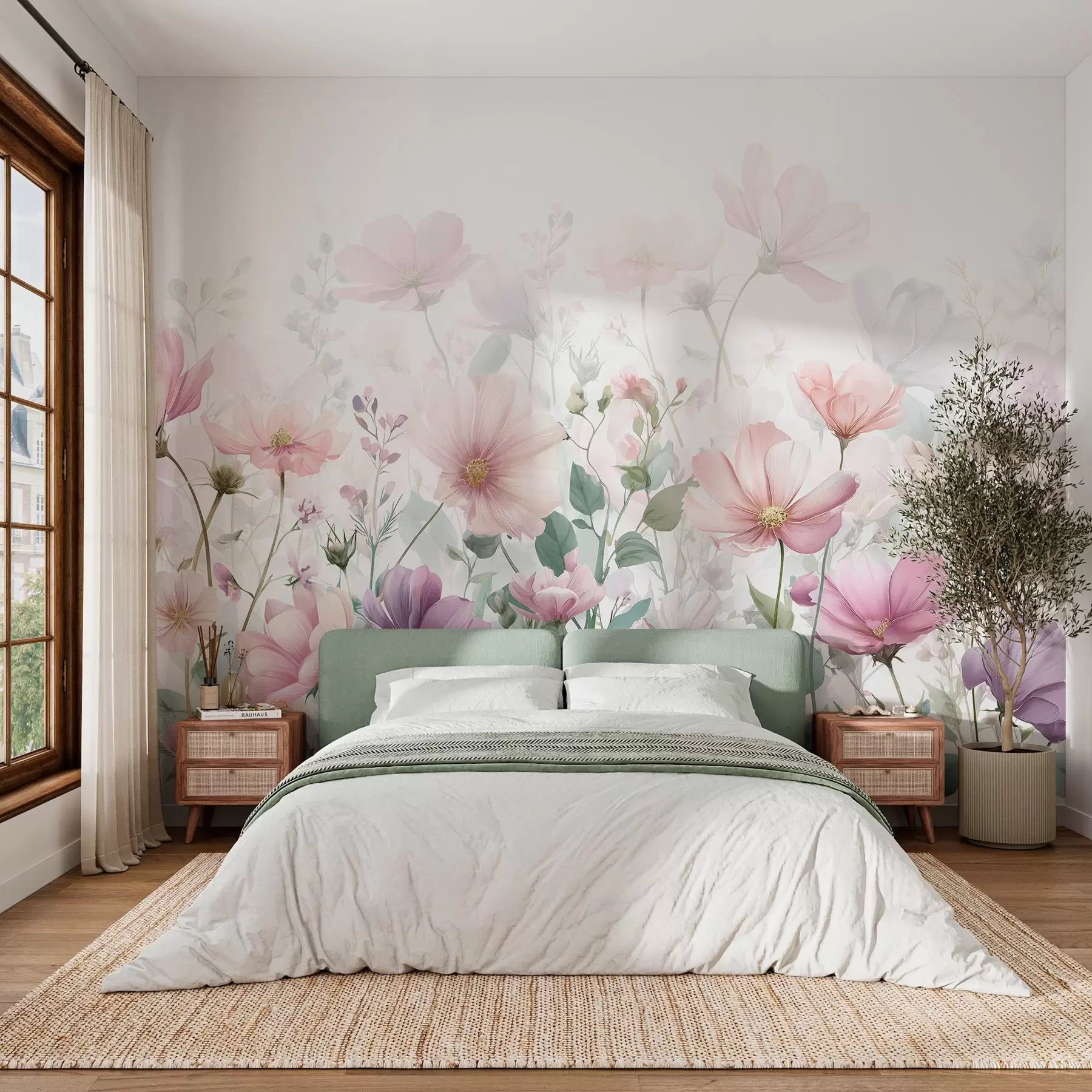 wall murals delicate wildflowers w04171