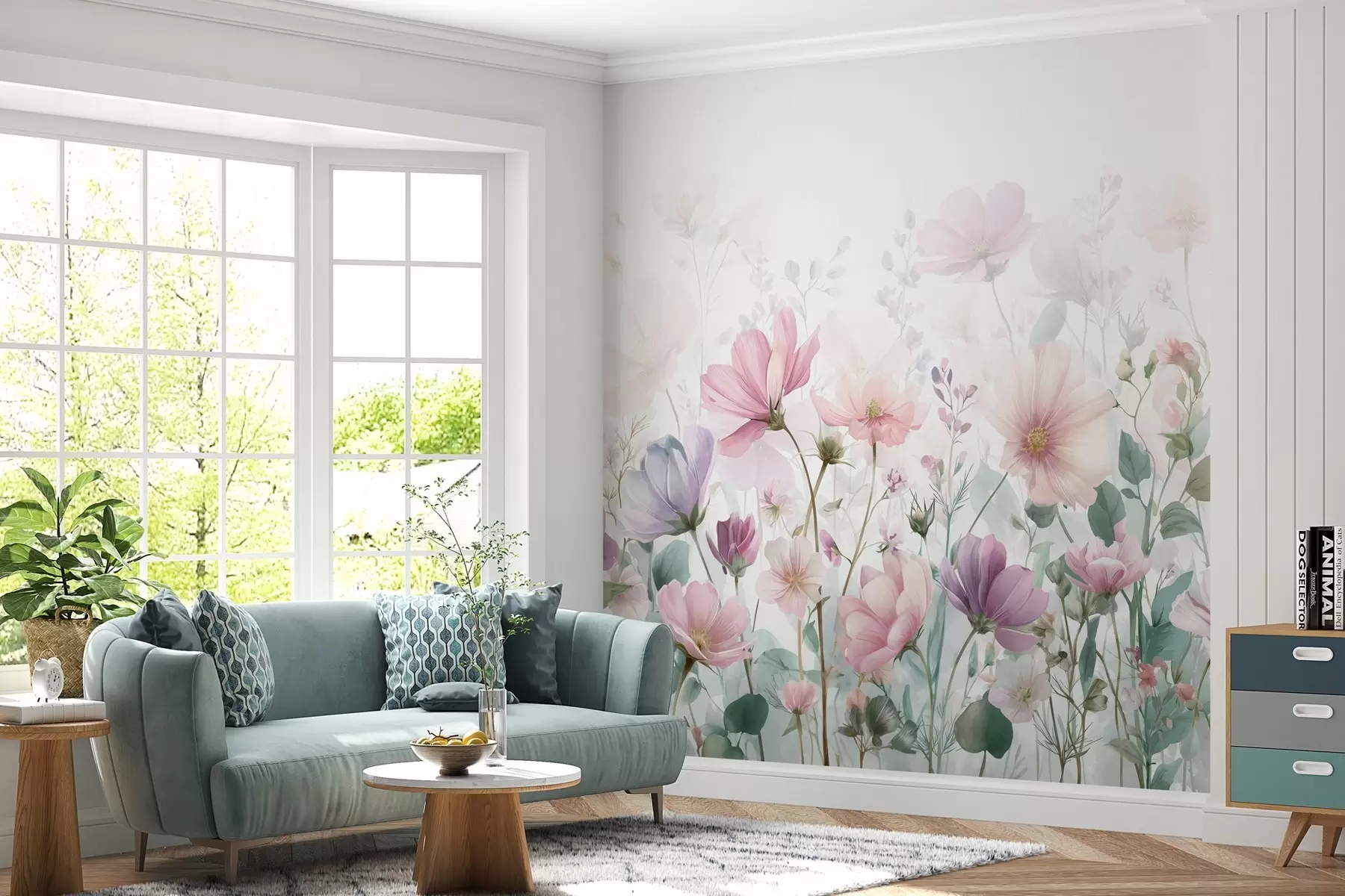 wall murals delicate wildflowers w04171