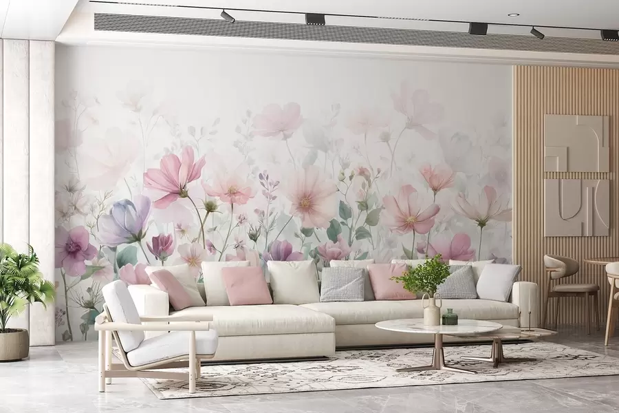 wall murals delicate wildflowers w04171