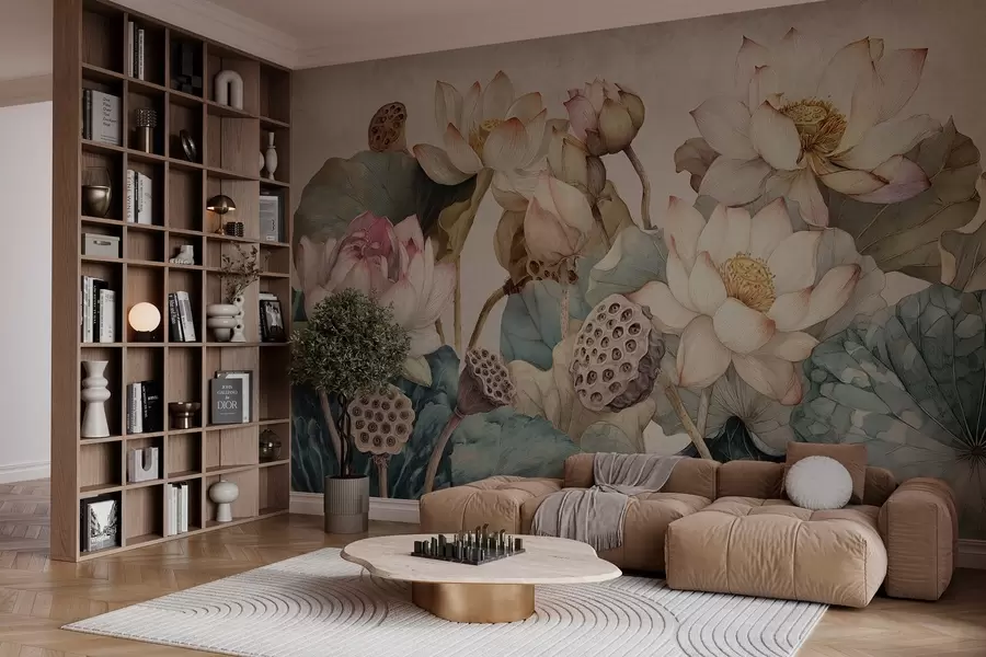 wall murals large textured water lilies w04309