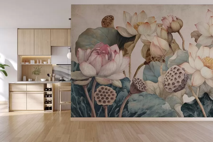 wall murals large textured water lilies w04309