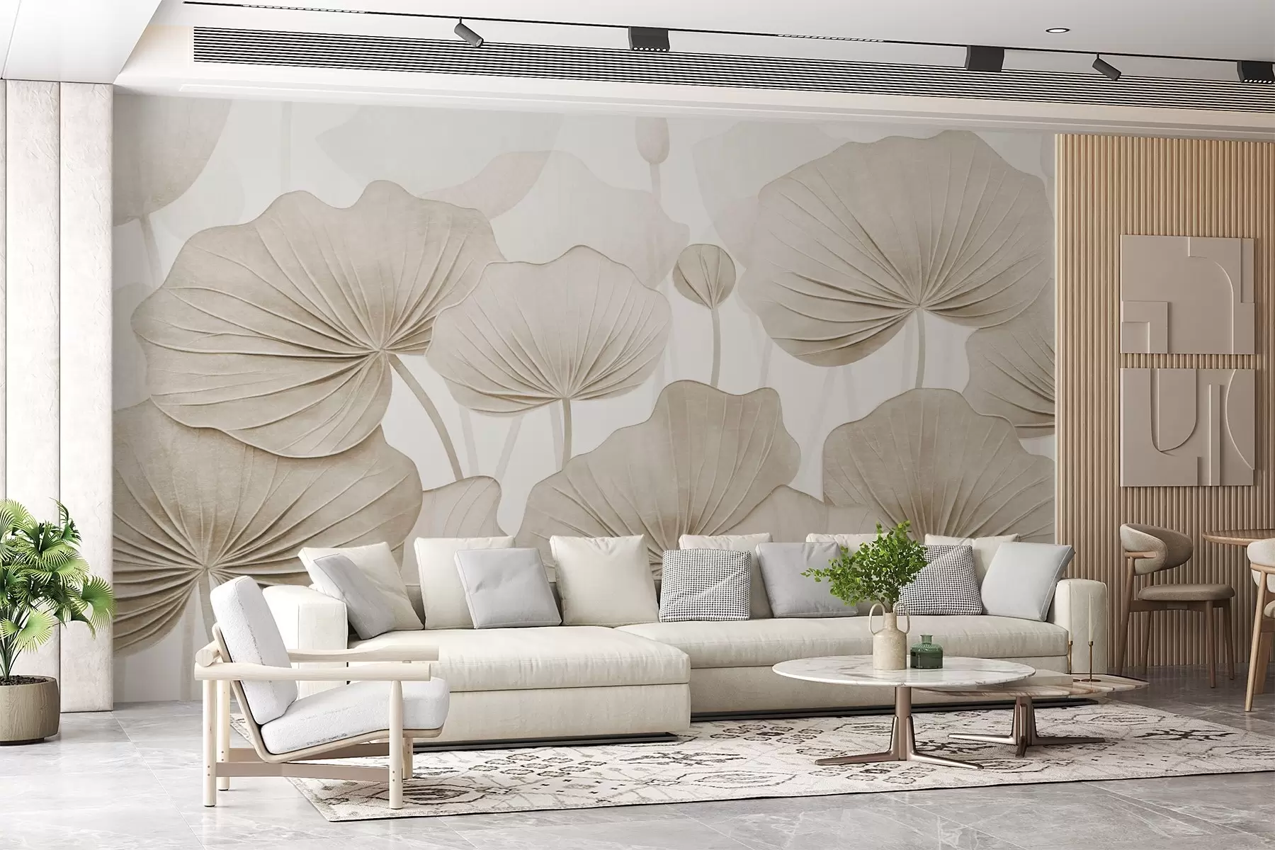 wall murals Lotus leaves with imitation distressed texture w04412v1