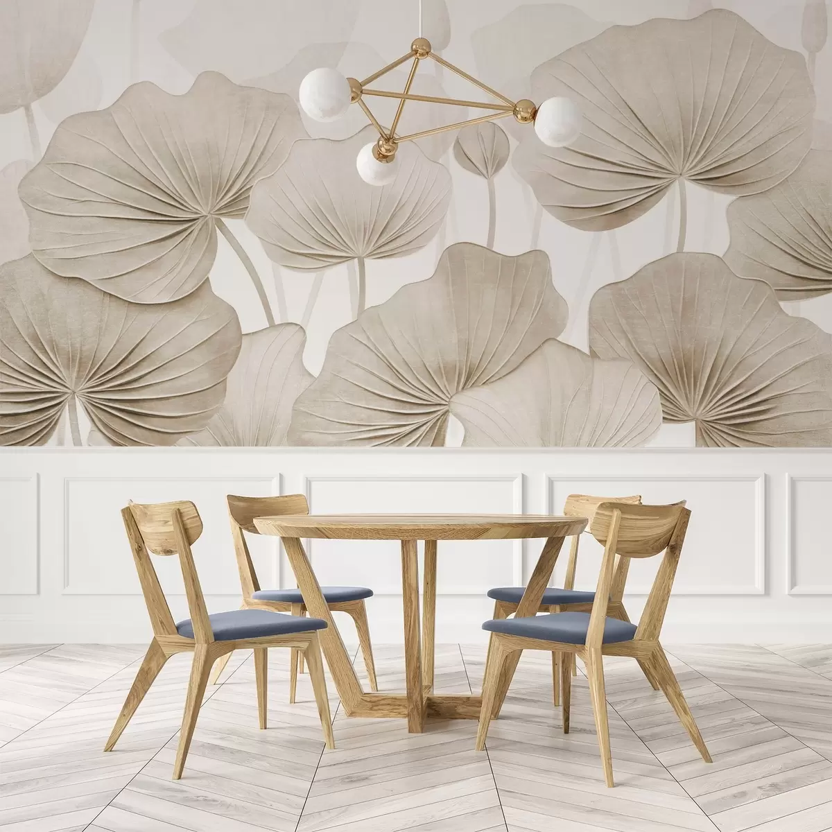 wall murals Lotus leaves with imitation distressed texture w04412v1