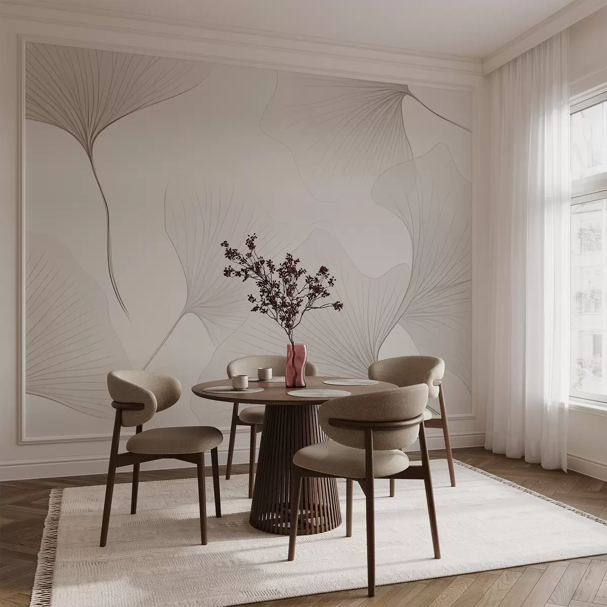 wall murals Transparent ginkgo leaves w04433v1