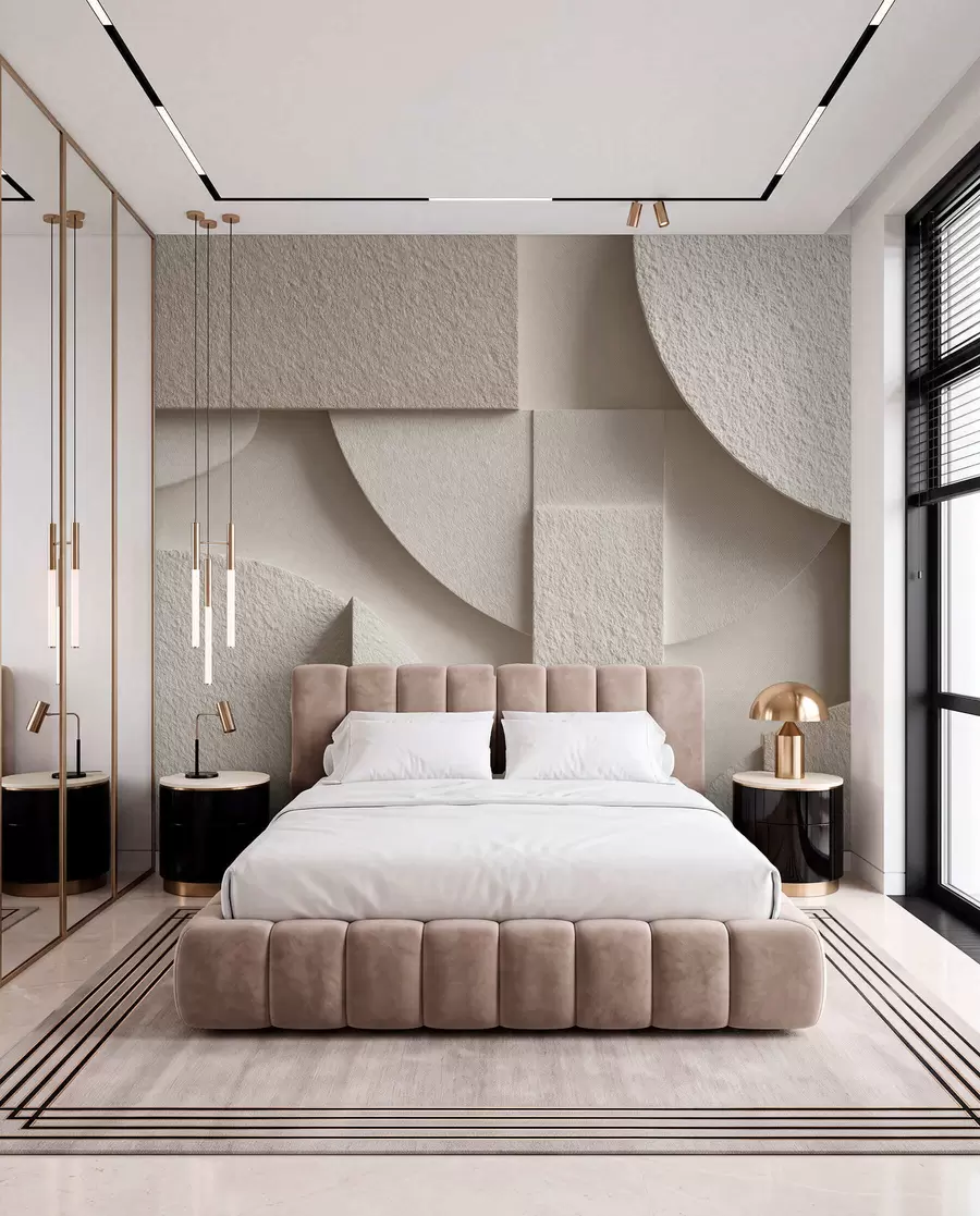 wall murals Abstract composition of beige geometric shapes w04395