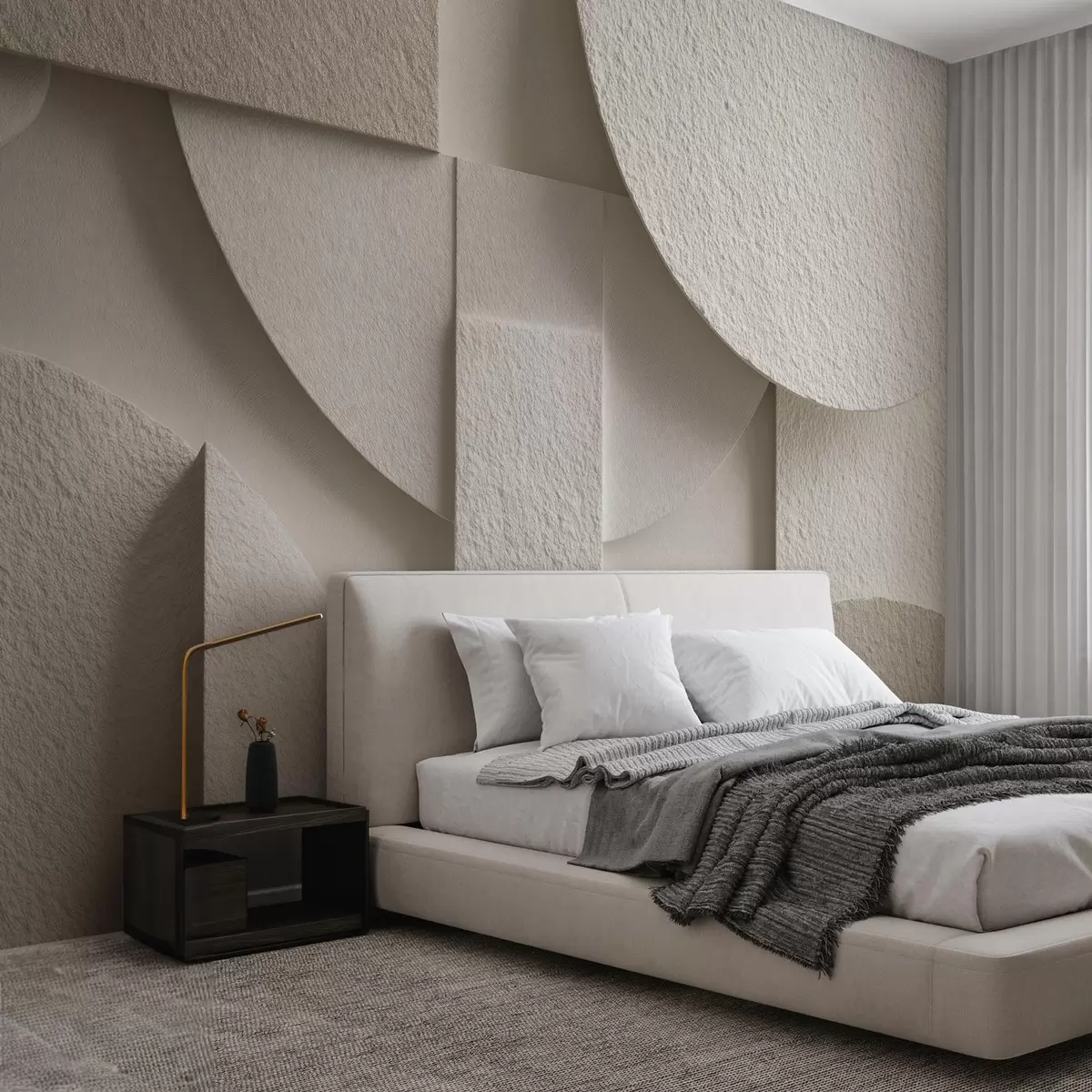 wall murals Abstract composition of beige geometric shapes w04395