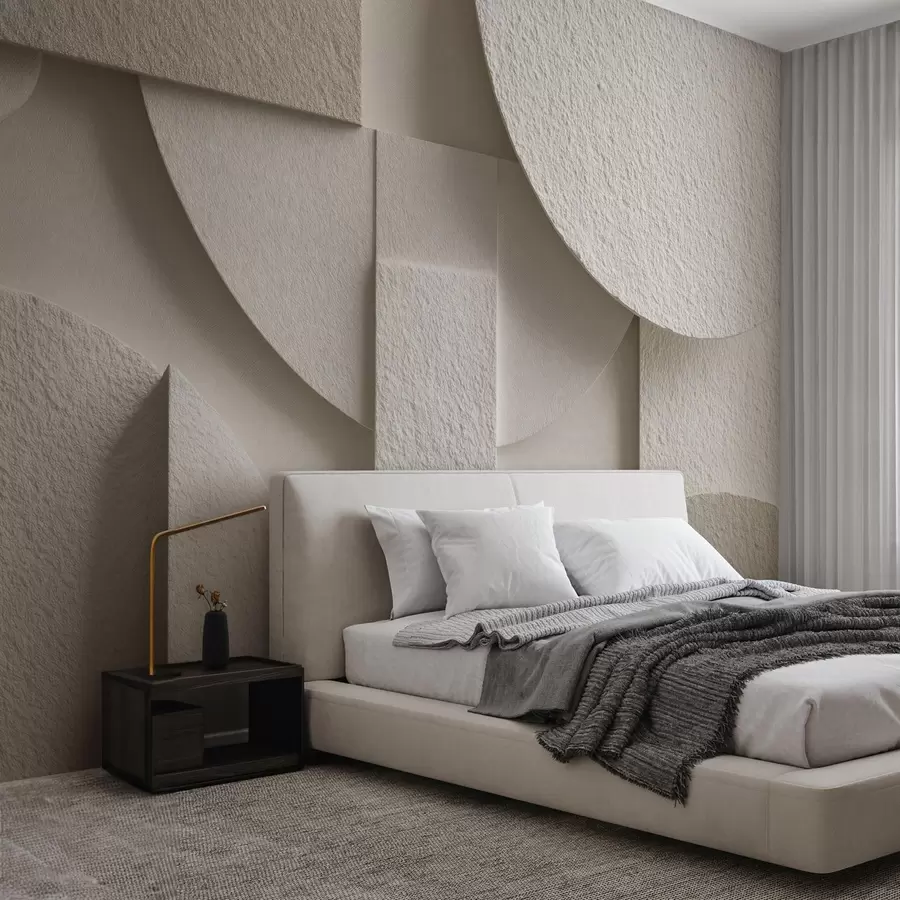 wall murals Abstract composition of beige geometric shapes w04395