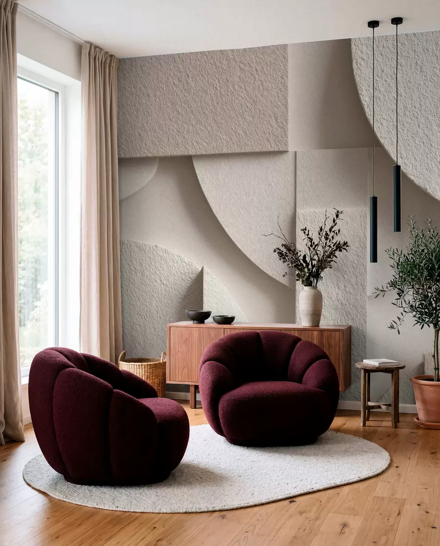 wall murals Abstract composition of beige geometric shapes w04395