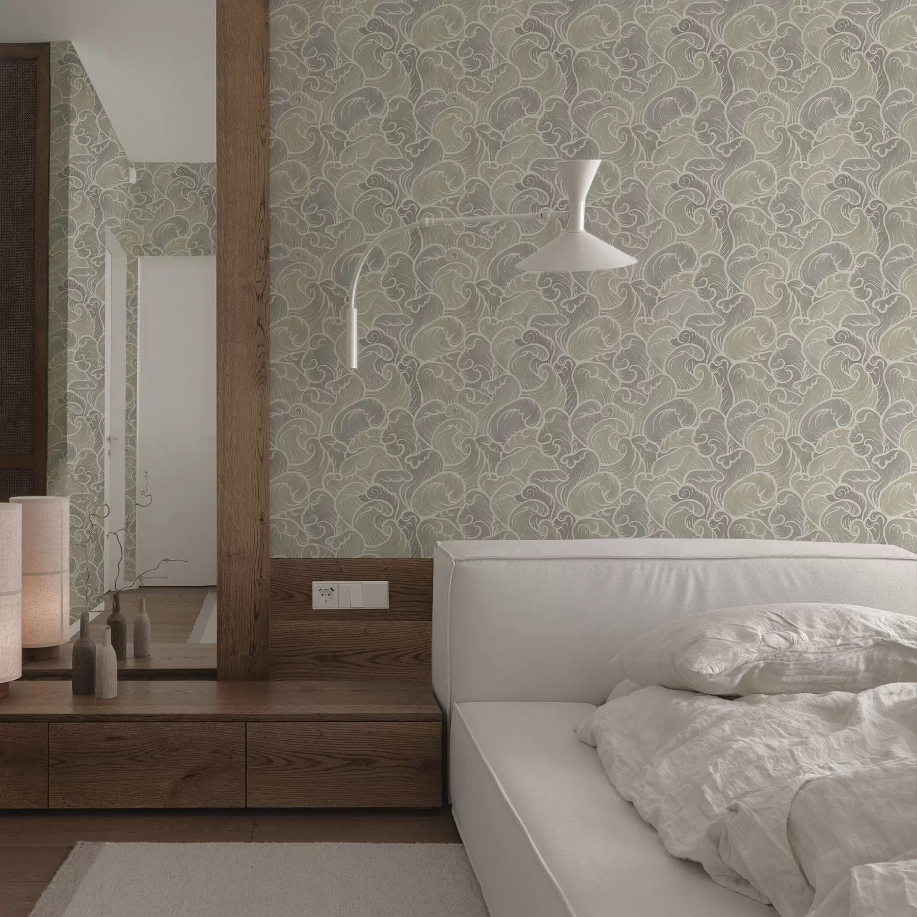 wall murals Abstract waves in pastel tones a00285