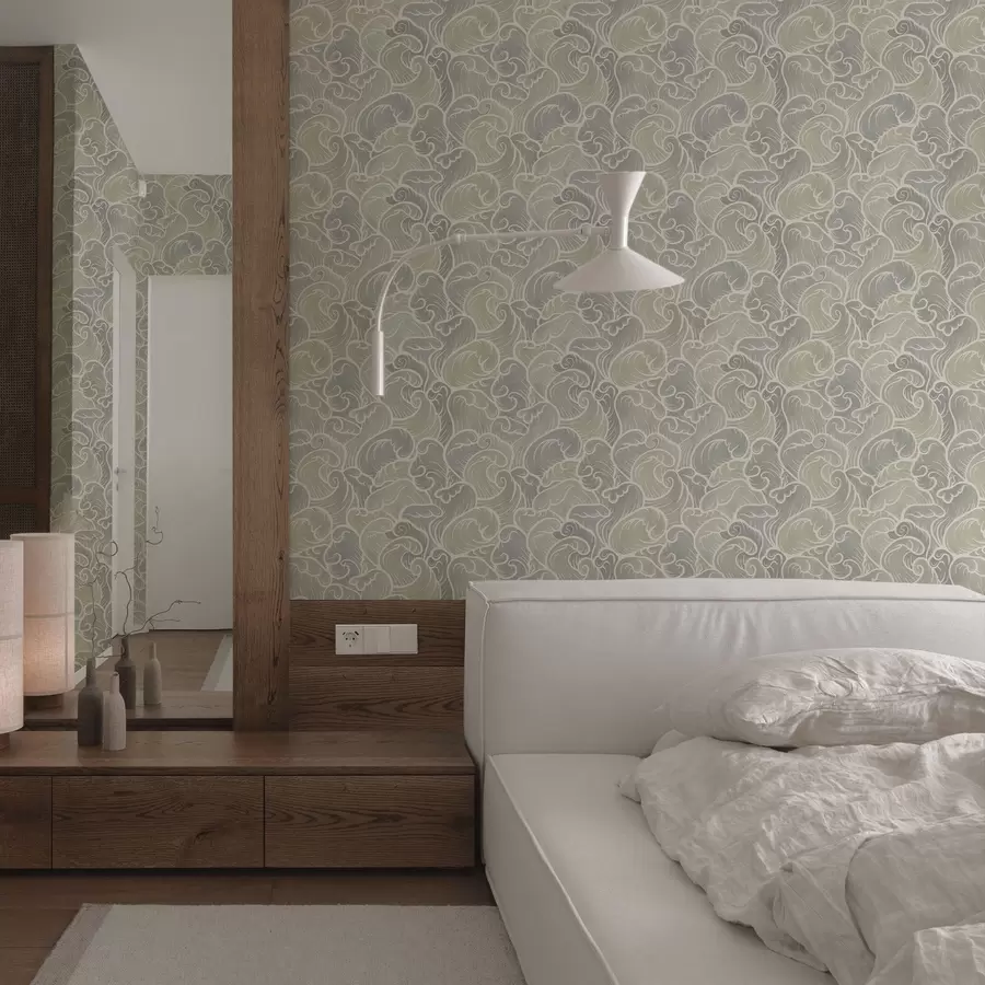 wall murals Abstract waves in pastel tones a00285