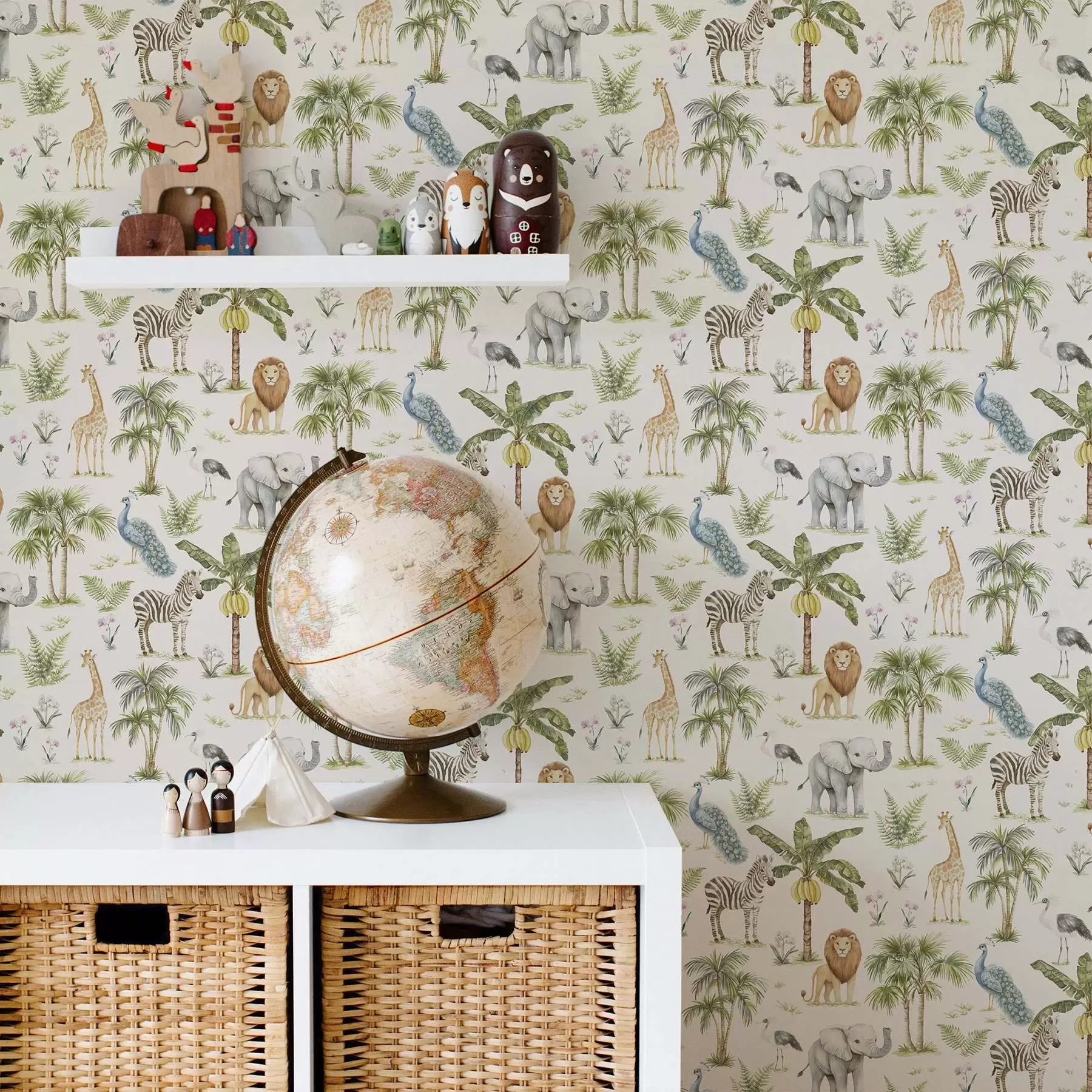 wall murals African animals among palms and exotic plants a00321