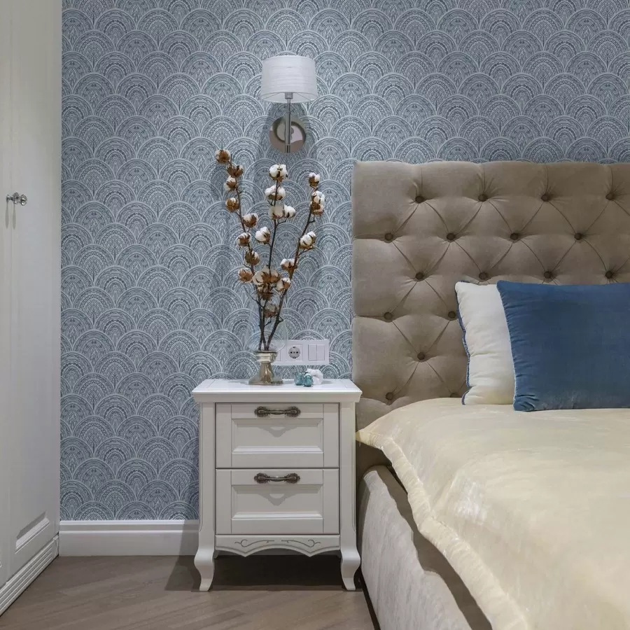 wall murals Blue ornament with arches and patterns a00332