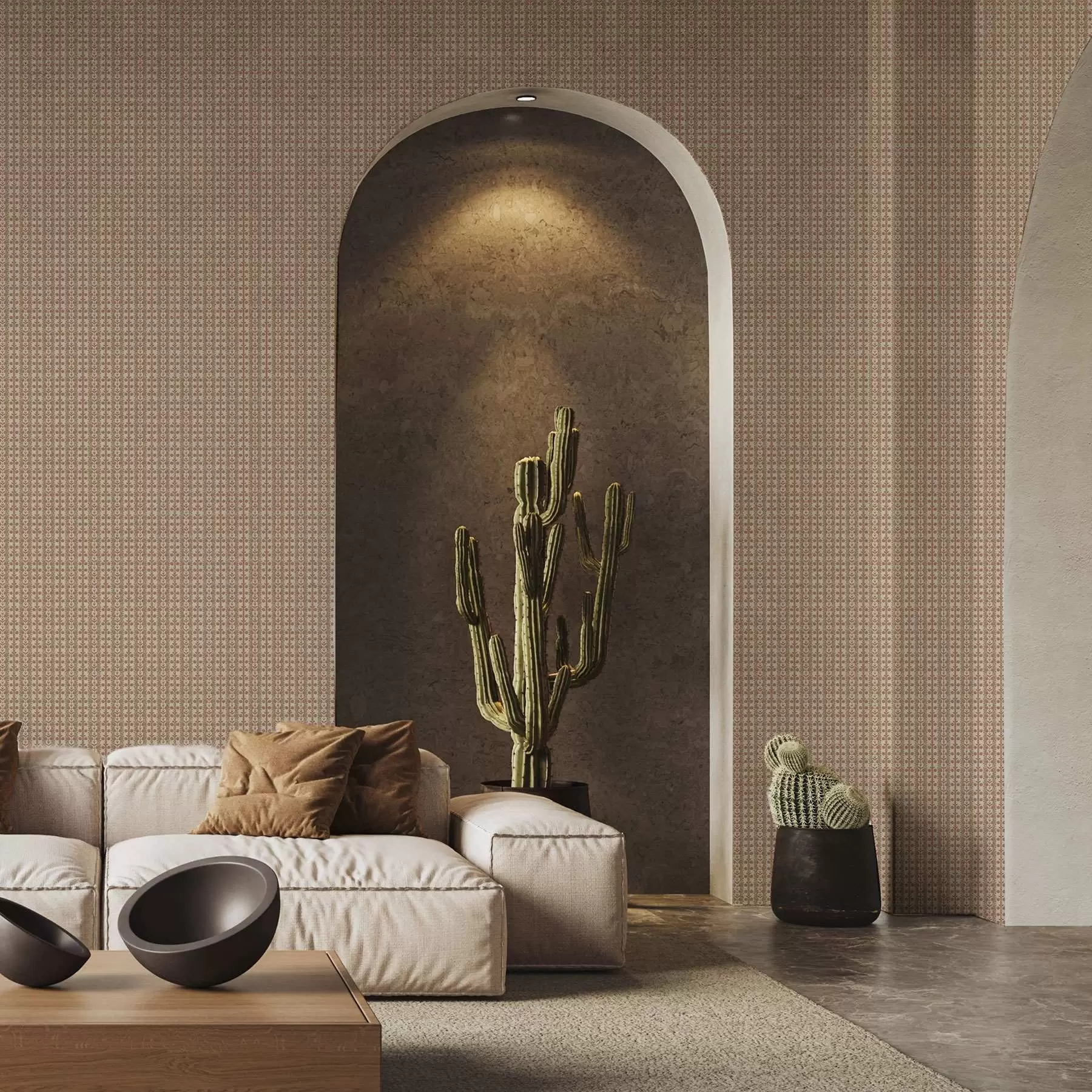 wall murals Striped ornament with red flowers a00341