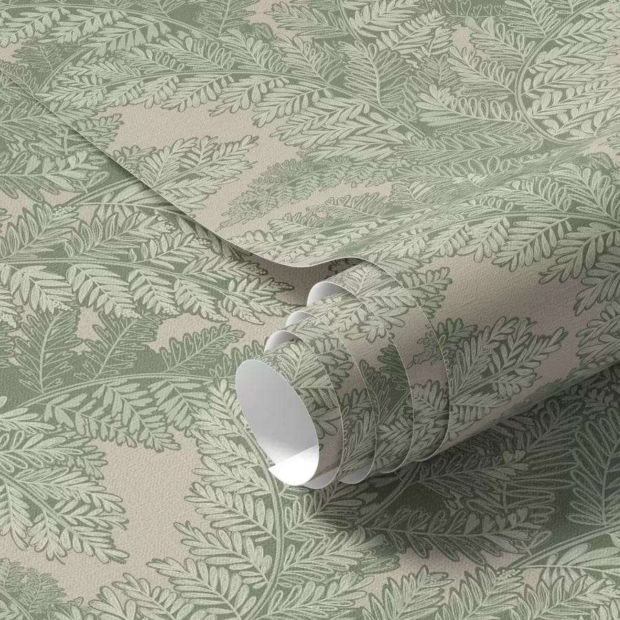 wall murals Green pattern with fern leaves a00345