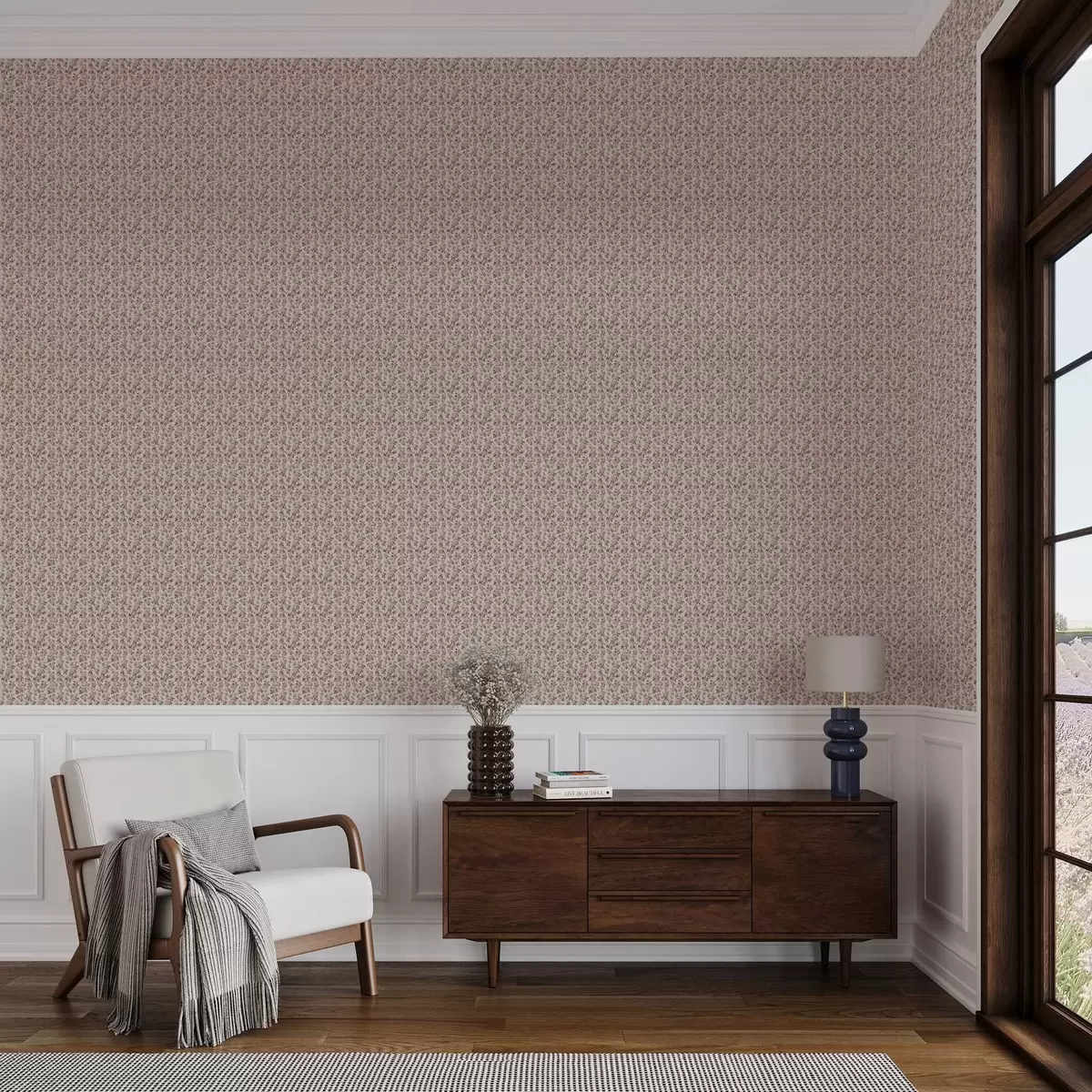 Wallpaper Pink roses on a beige background a00346