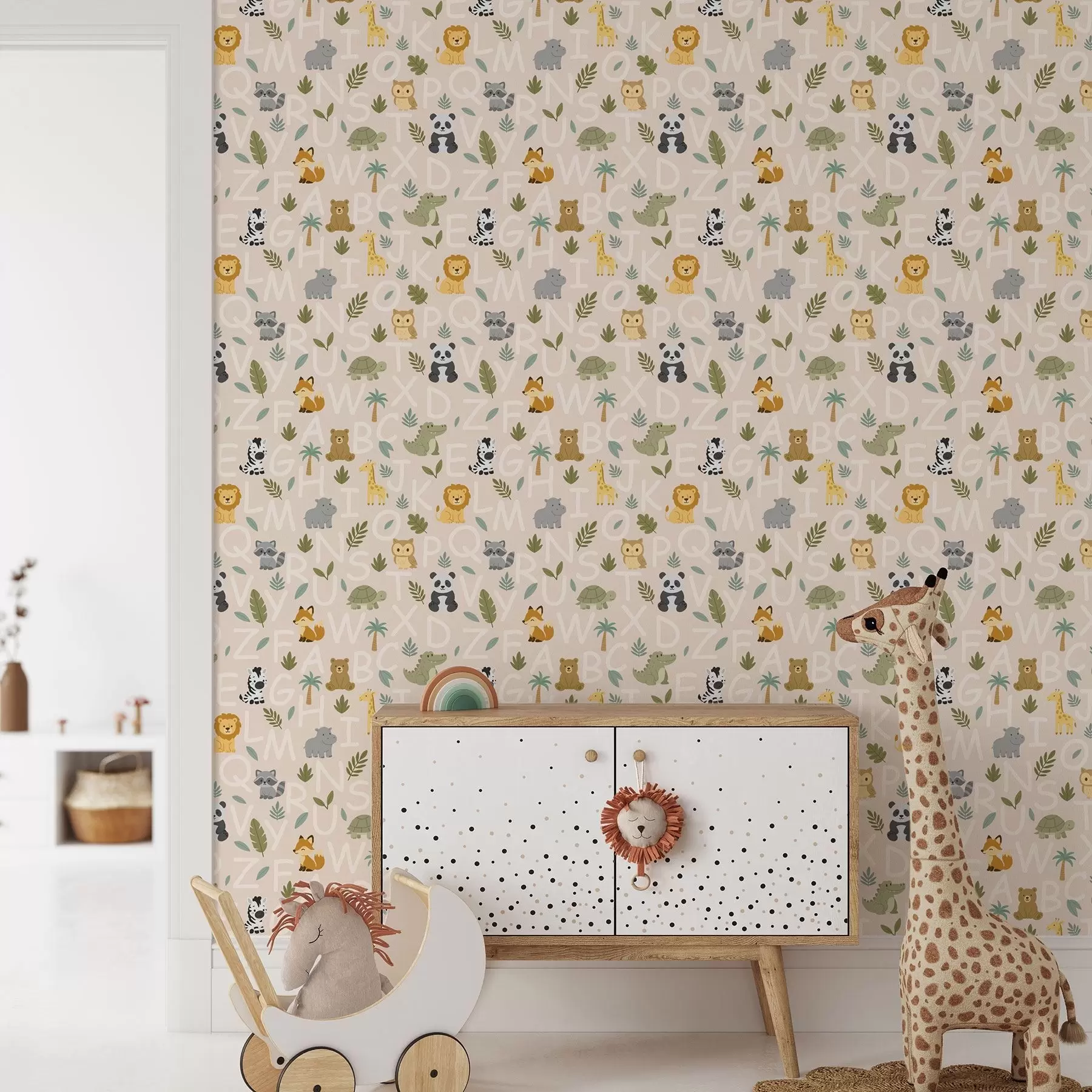 wall murals Alphabet with cute animals and plants for kids a00400