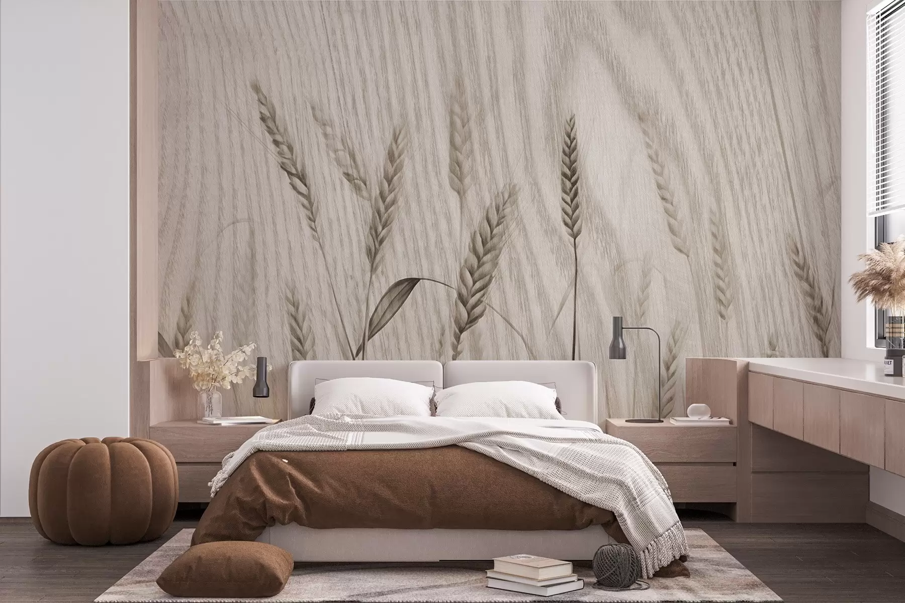 wall murals Wheat ears on a textured background w04437