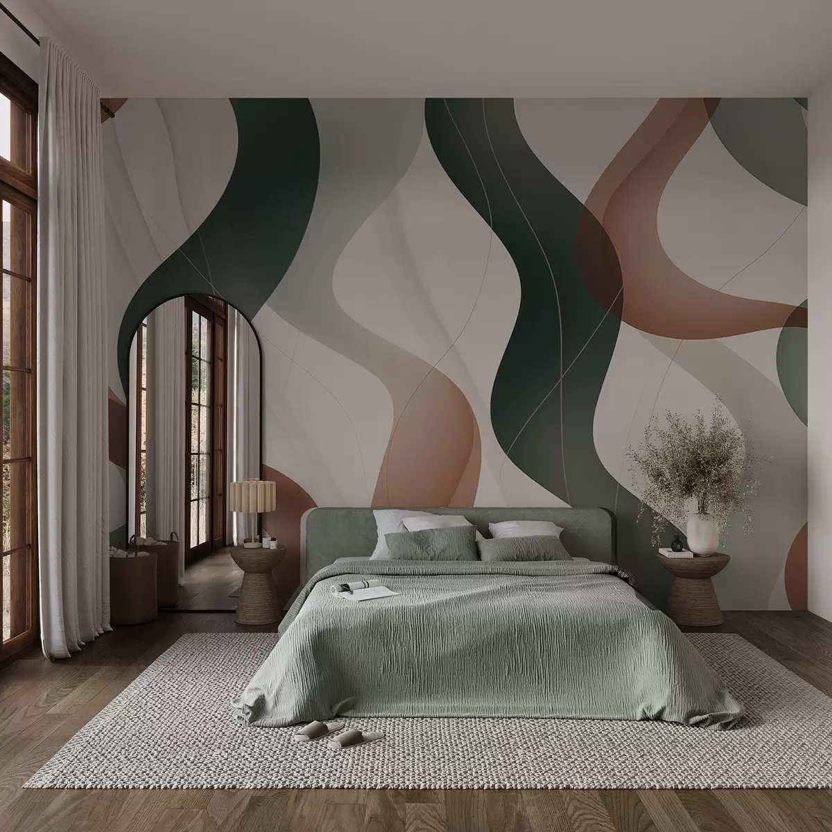 wall murals Wavy abstract lines w04434