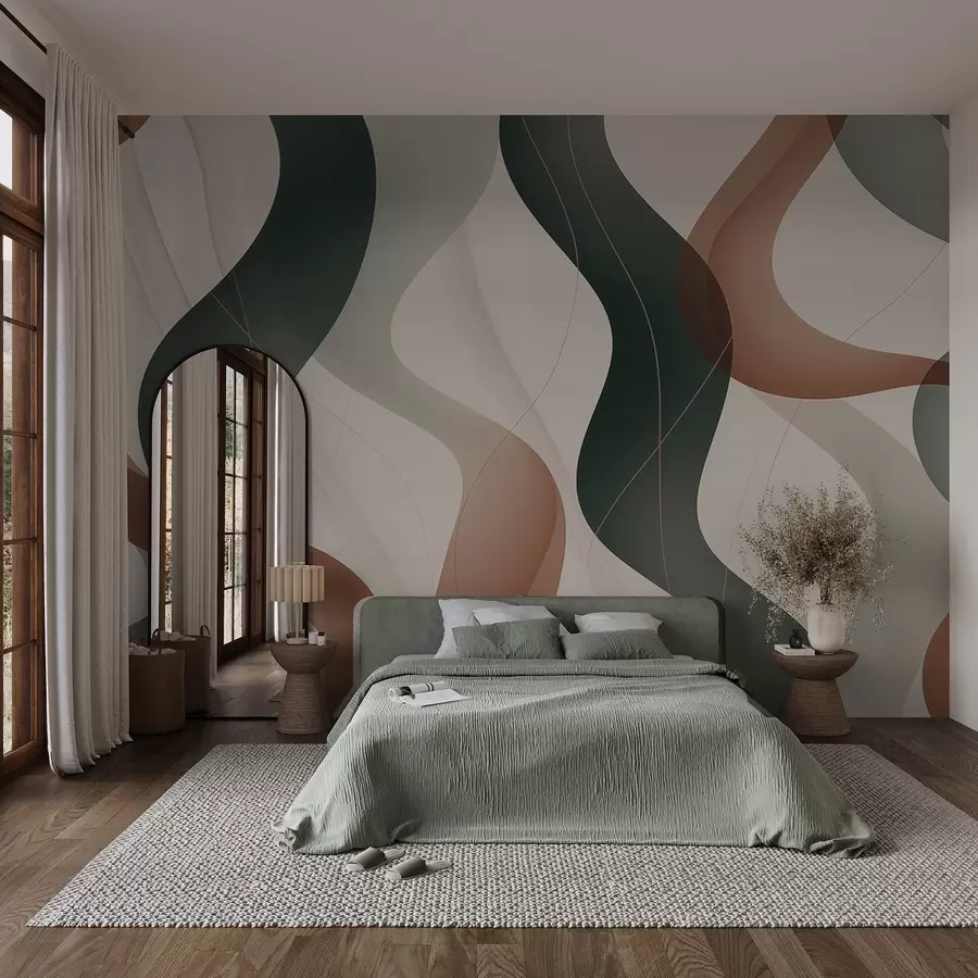 wall murals Wavy abstract lines w04434