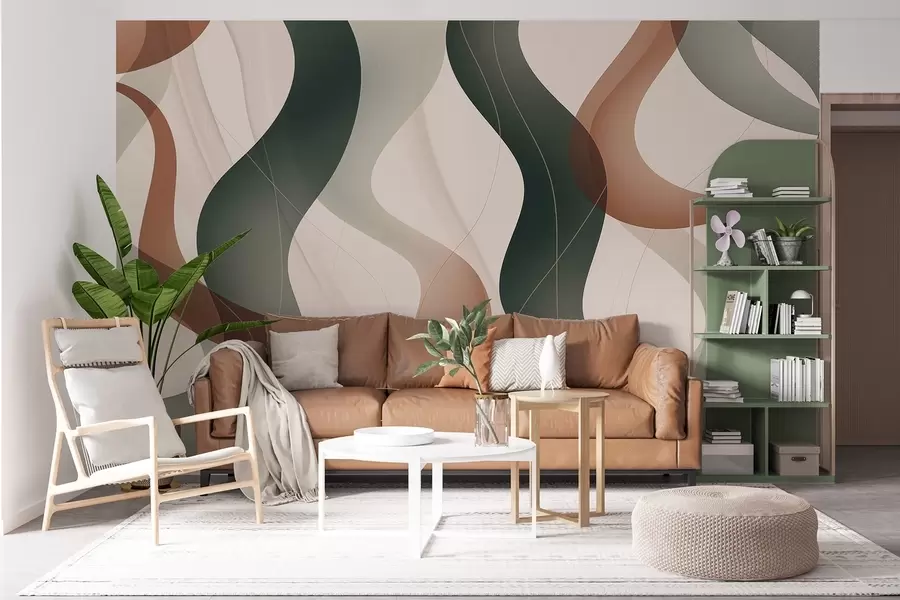 wall murals Wavy abstract lines w04434