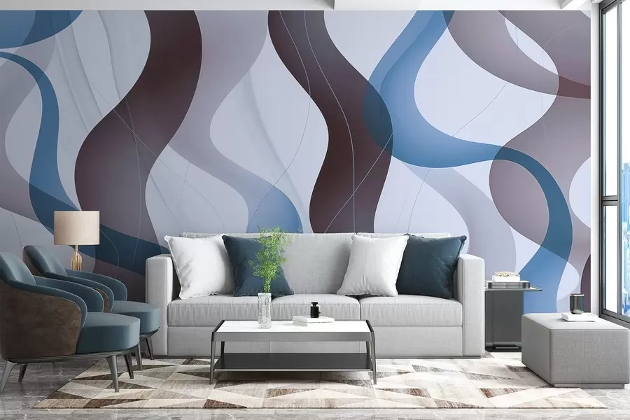 wall murals Wavy abstract lines w04434v1