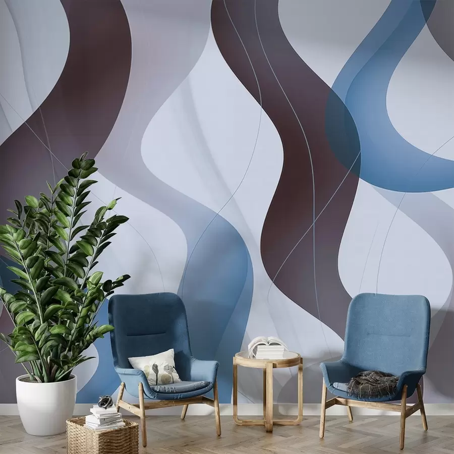 wall murals Wavy abstract lines w04434v1