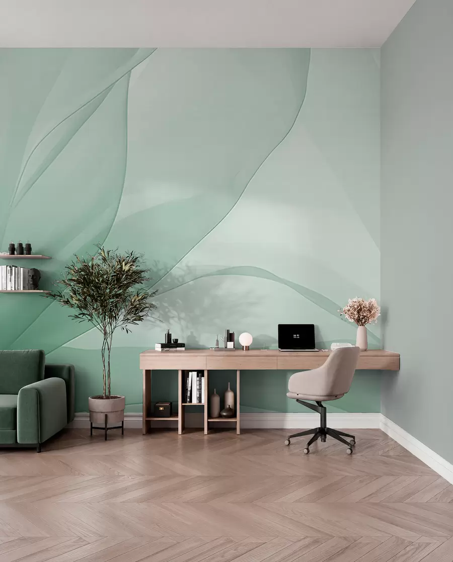 wall murals Petals in Mint Folds w04435v1