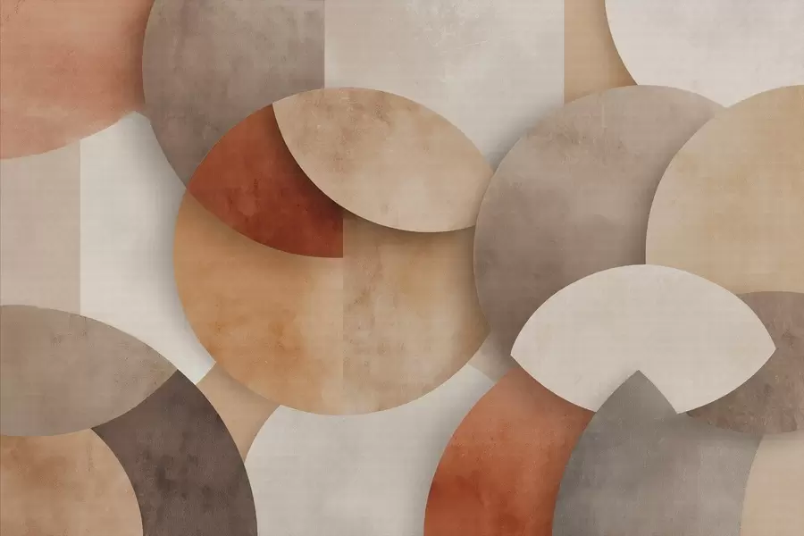 wall murals textured abstract geometry in warm brown and ochre tones w04310