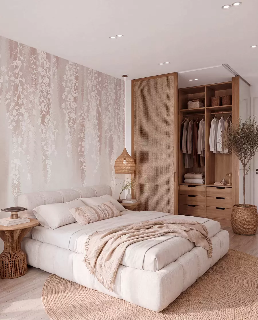 wall murals A Curtain of White Blossom w04417
