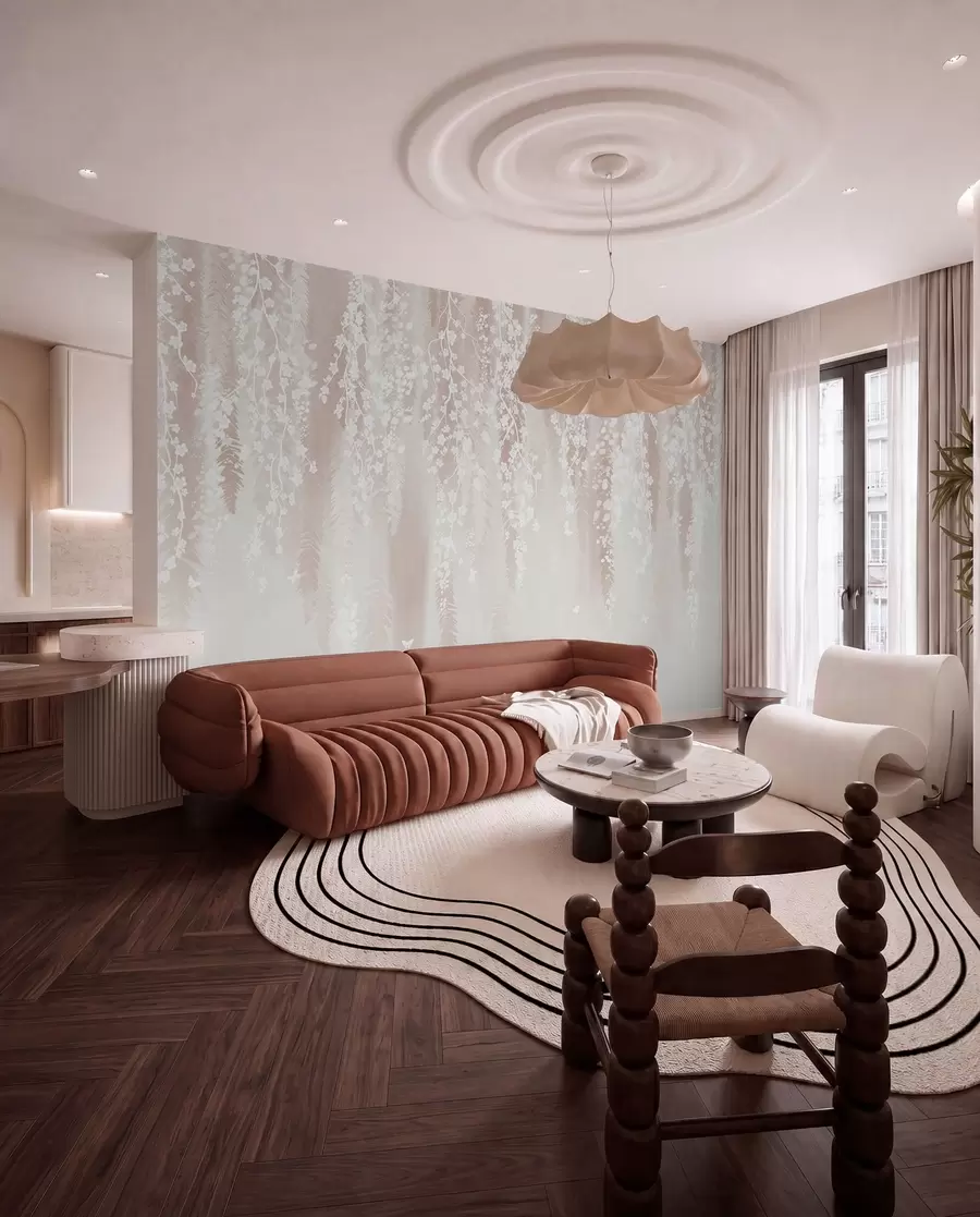 wall murals A Curtain of White Blossom w04417