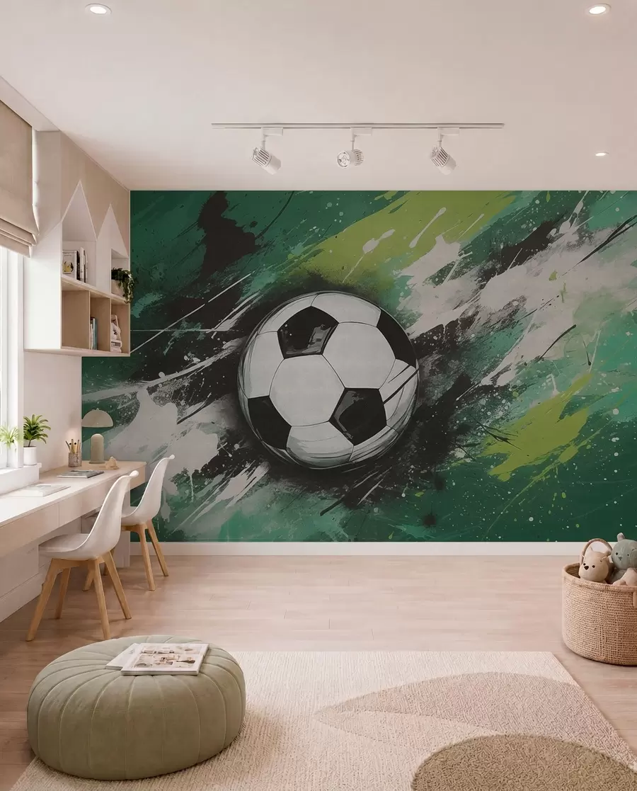 wall murals Green Football Brushwork w04467