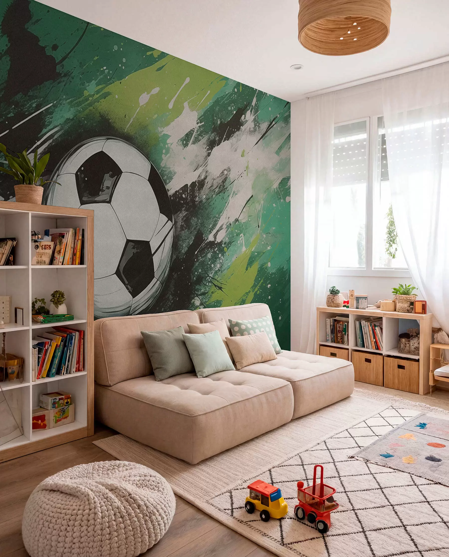 wall murals Green Football Brushwork w04467