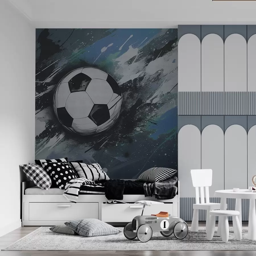 wall murals Soccer ball with blurred graffiti in the background w04467v1