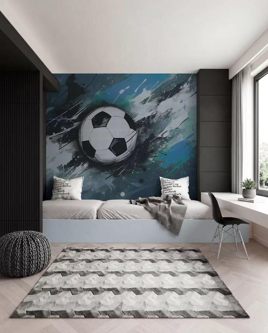 wall murals Football in Azure Strokes w04467v1